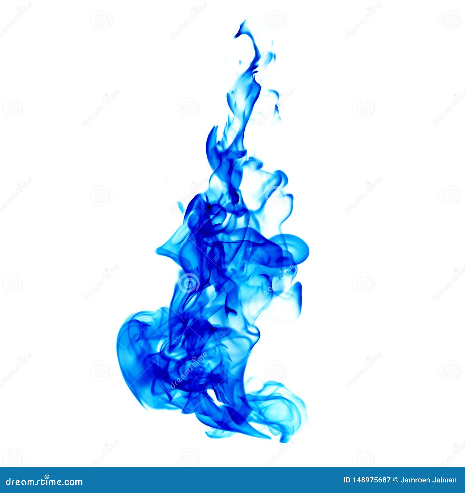 Blue Flame Isolated on White Background with Clipping Part Stock Image