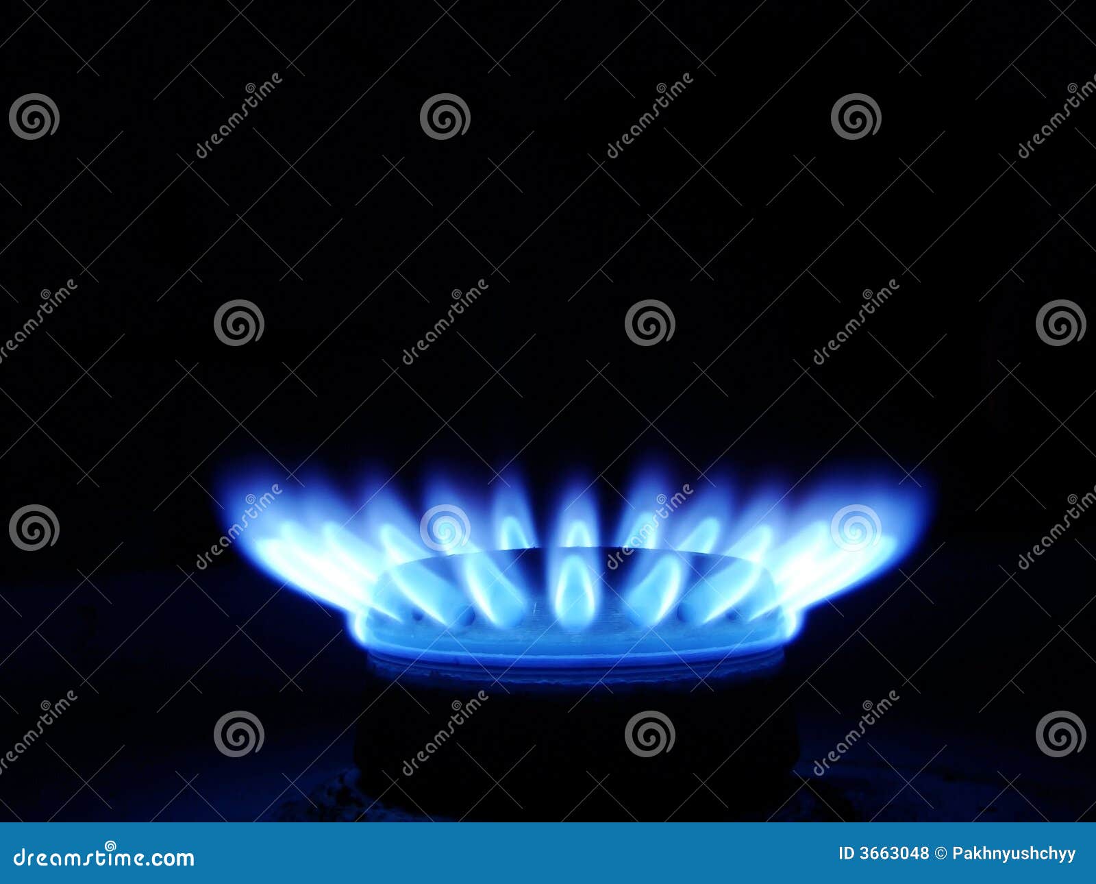 Blue flames of gas stock photo. Image of cooking, cook 3663048