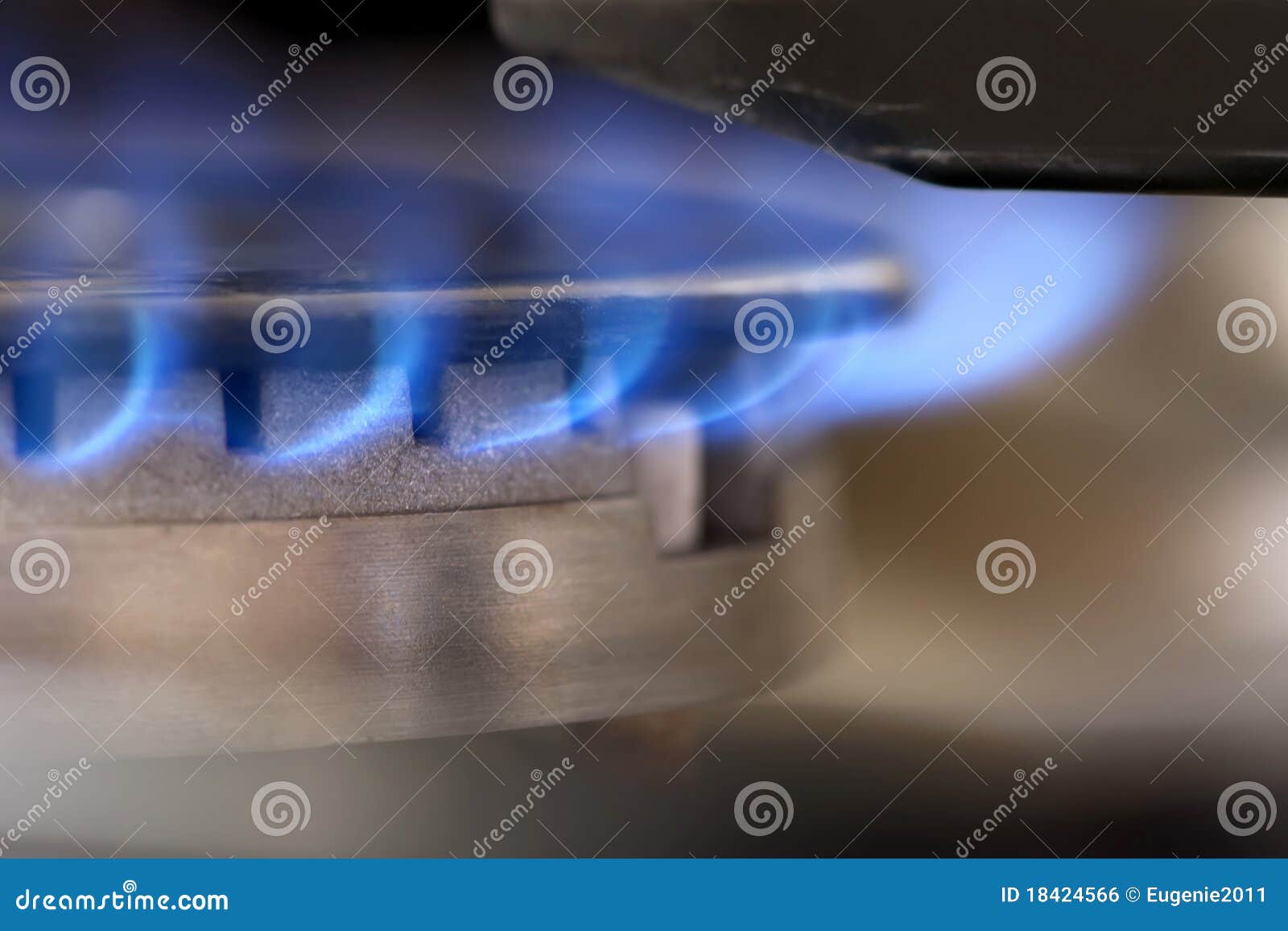 Blue Flames from a Gas Burner Stock Photo Image of reflection, close