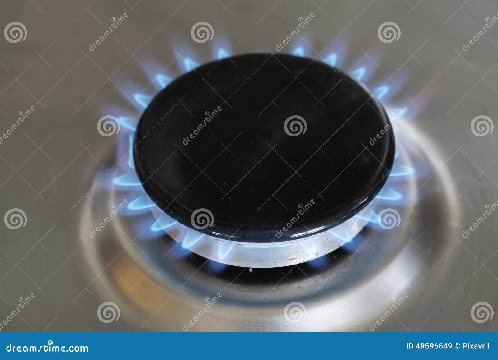 Blue flames of a gas stove stock image. Image of burn 49596649