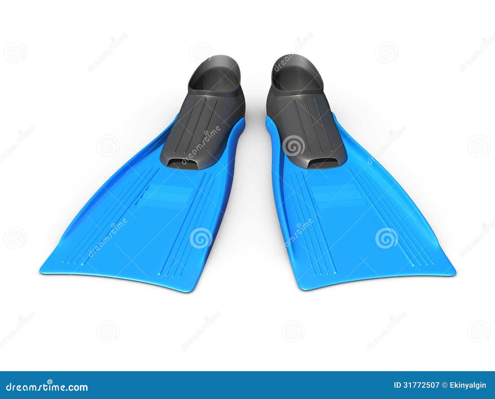 blue flippers front view isolated white background 31772507