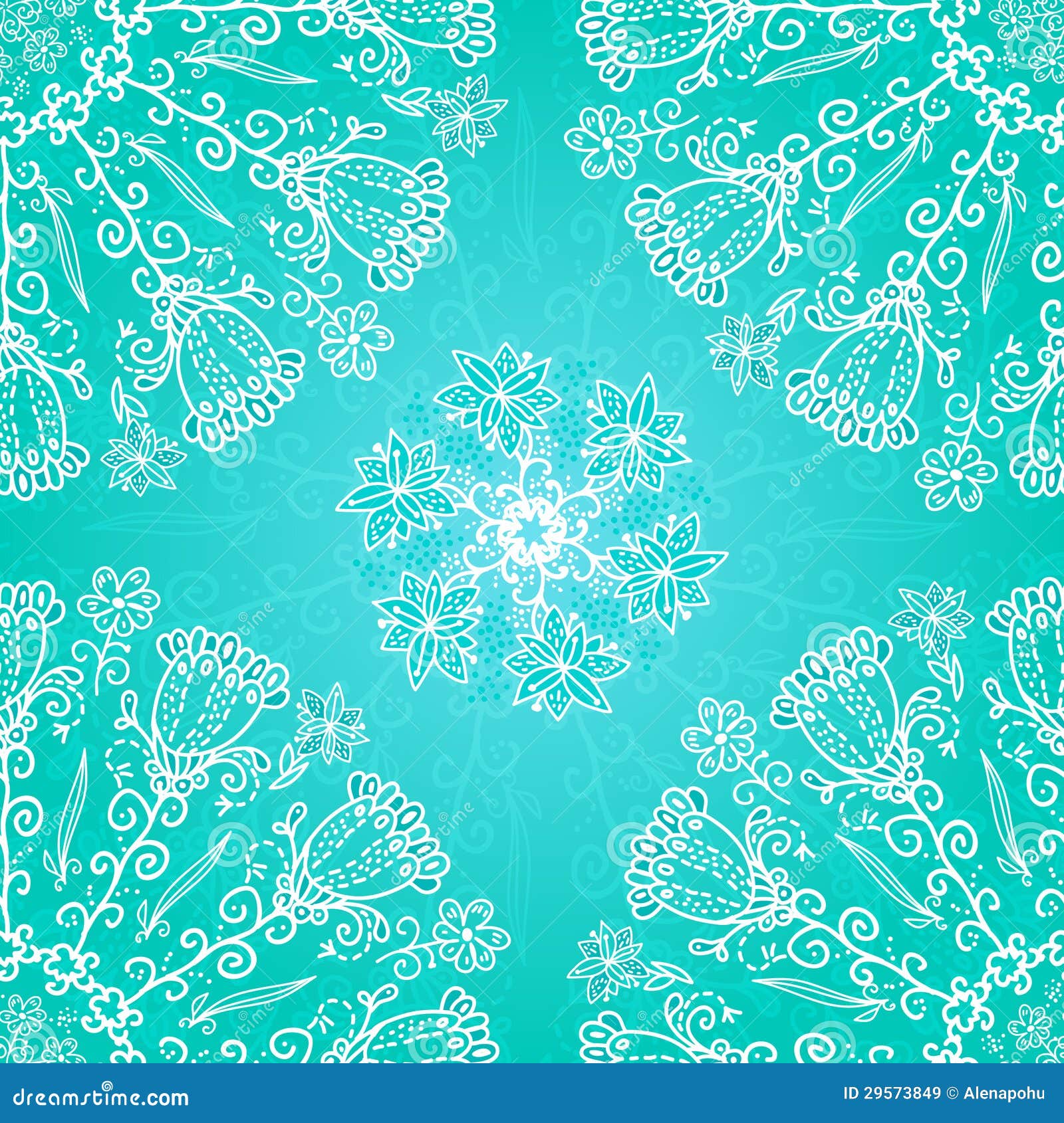 Blue Floral Ornament Background Stock Vector Illustration of background, cream 29573849
