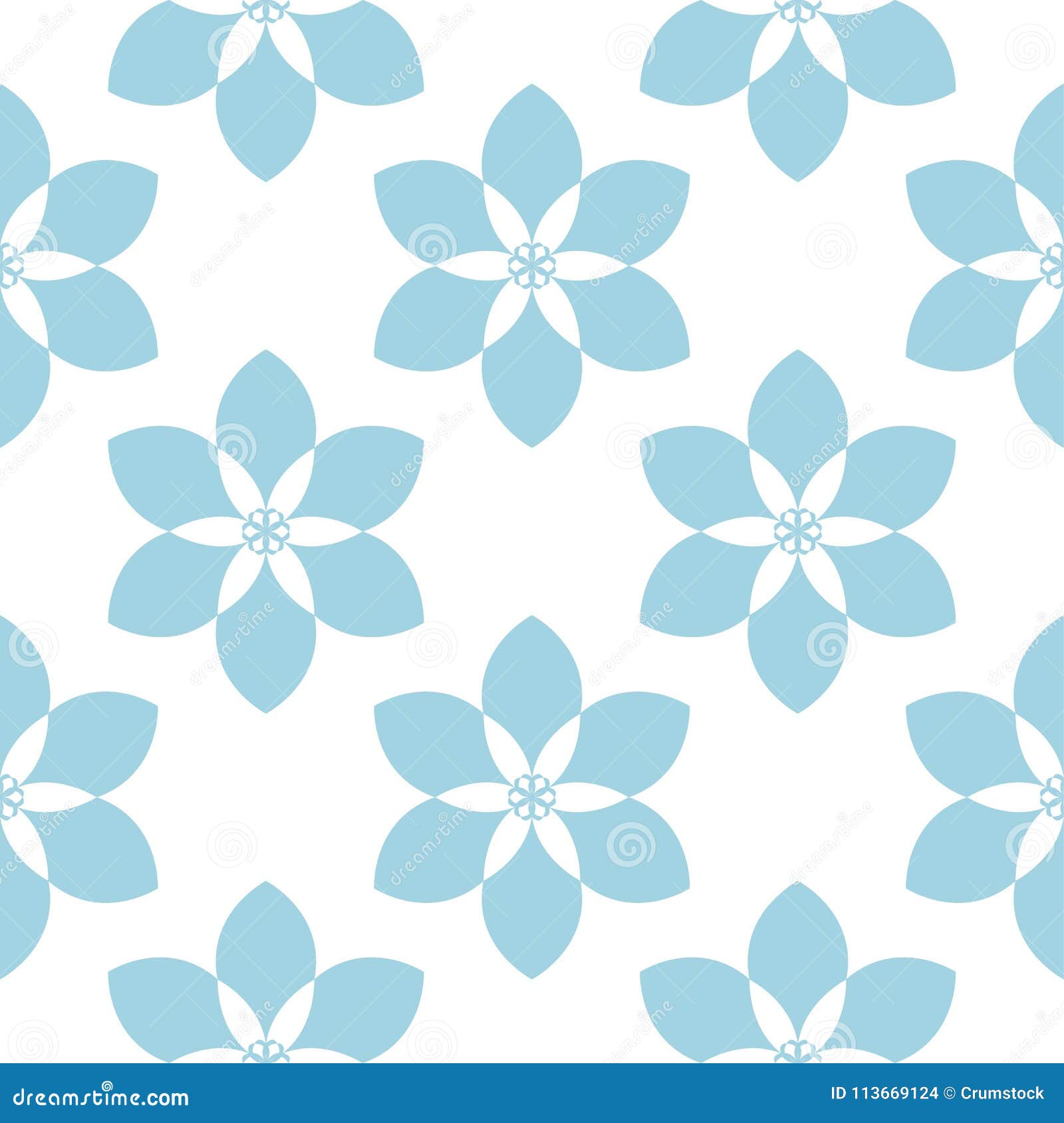 Blue Floral Seamless Pattern on White Background Stock Vector Illustration of floral