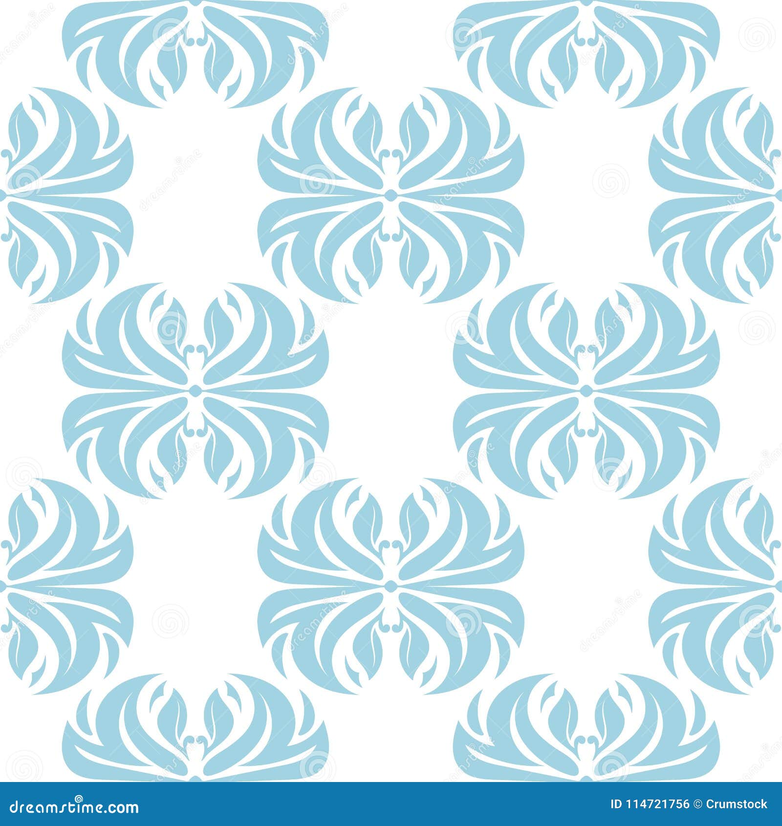Blue Floral Seamless Pattern on White Background Stock Vector Illustration of flower, decor