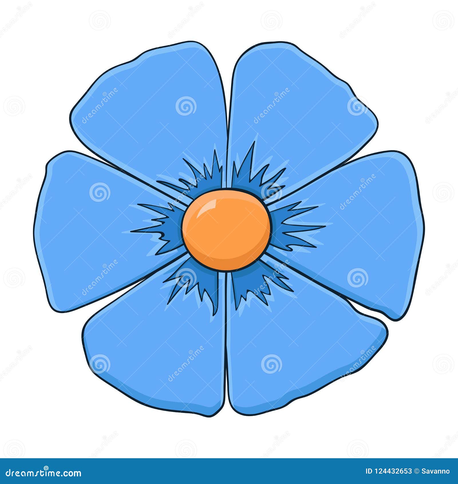 Blue Flower. Doodle Style Illustration Stock Vector - Illustration of