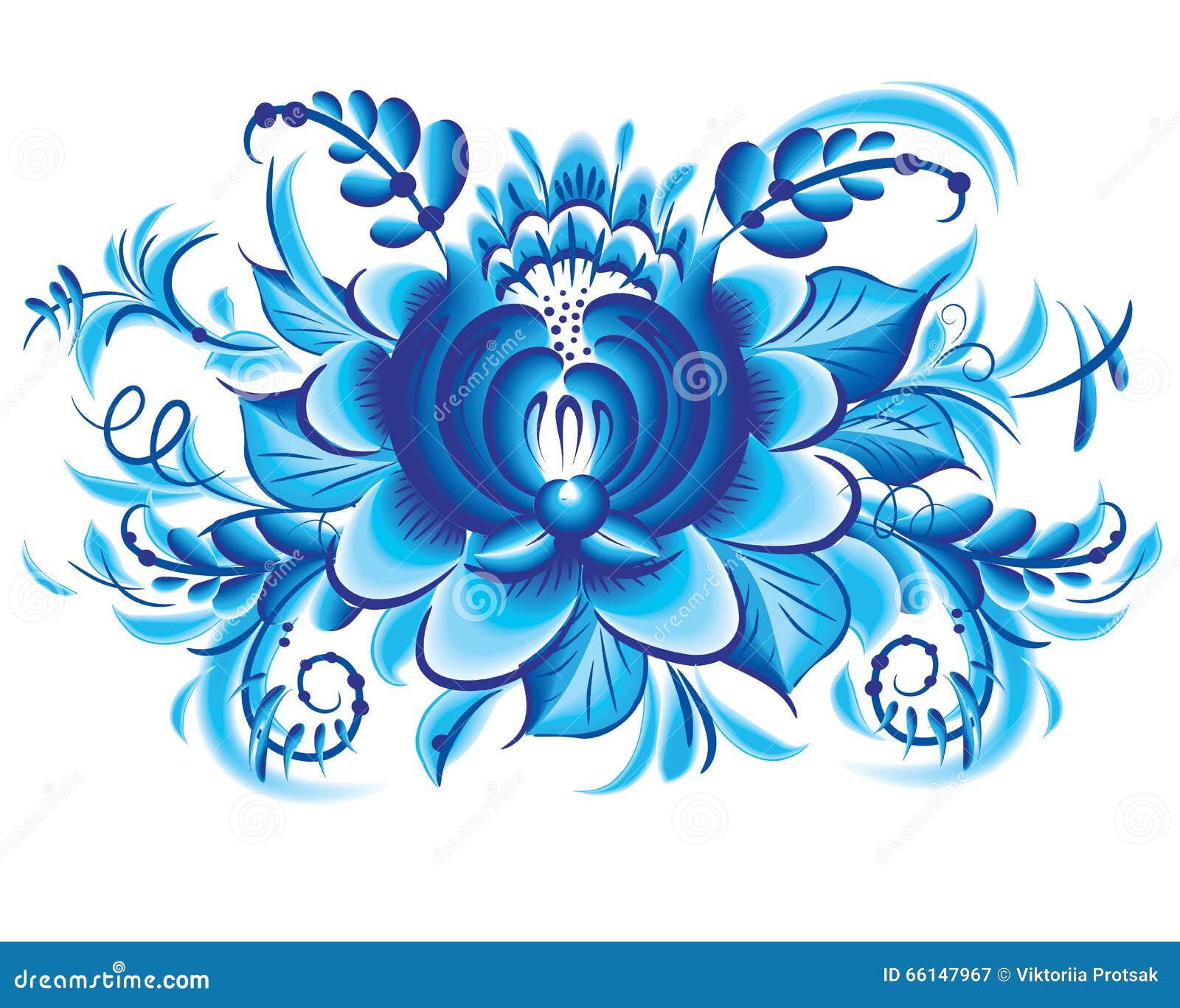 blue flower in gzhel style