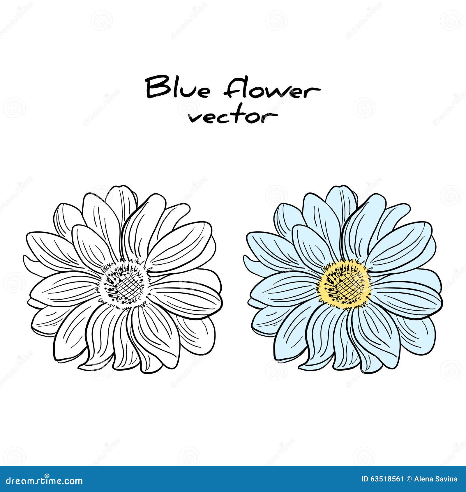 Blue Flower stock vector. Illustration of decor, flora - 63518561