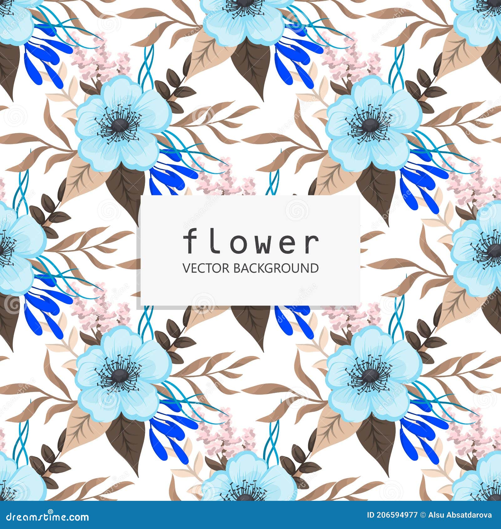 Blue Flower Seamless Background Stock Vector Illustration of cover