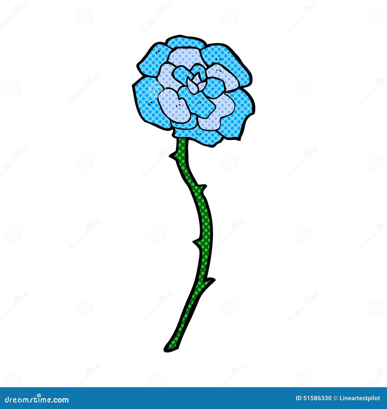 Blue Flower Tattoo Comic Cartoon Stock Illustration Illustration of