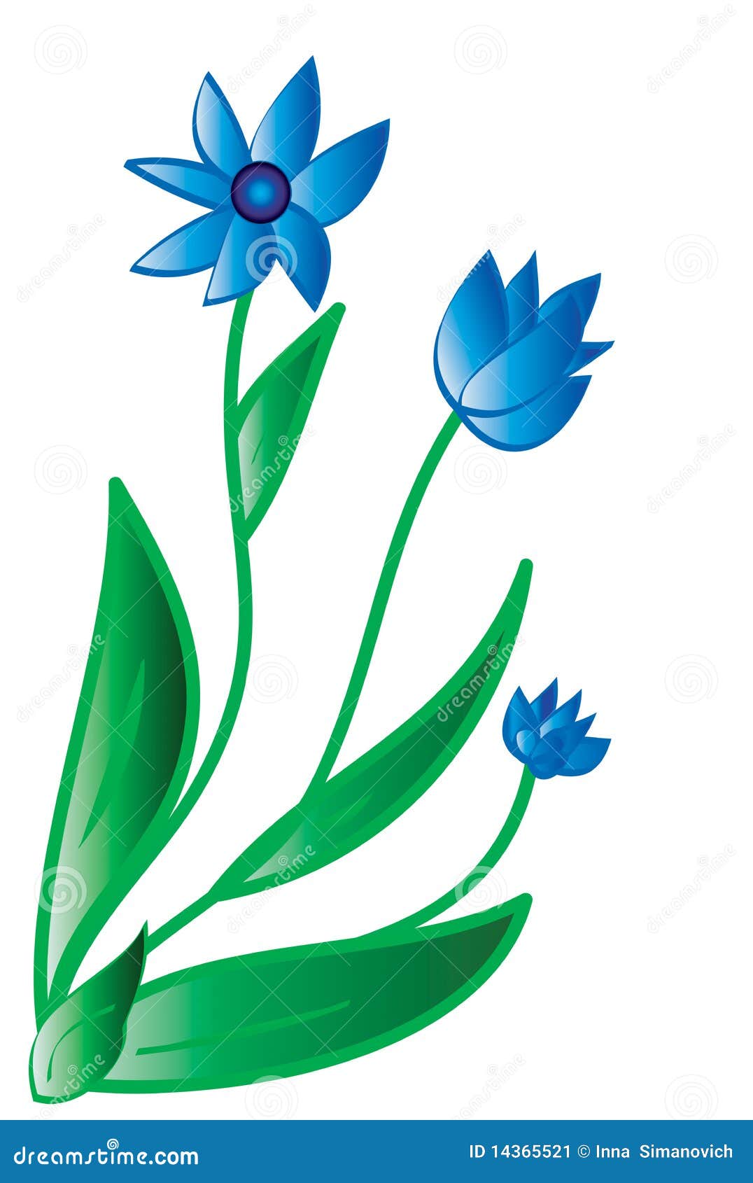 Blue flower. Vector stock vector. Illustration of blossoming - 14365521