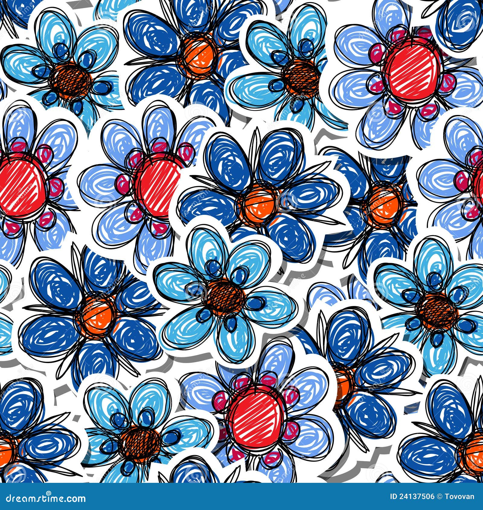 Blue Flowers Seamless Background Stock Vector Illustration of
