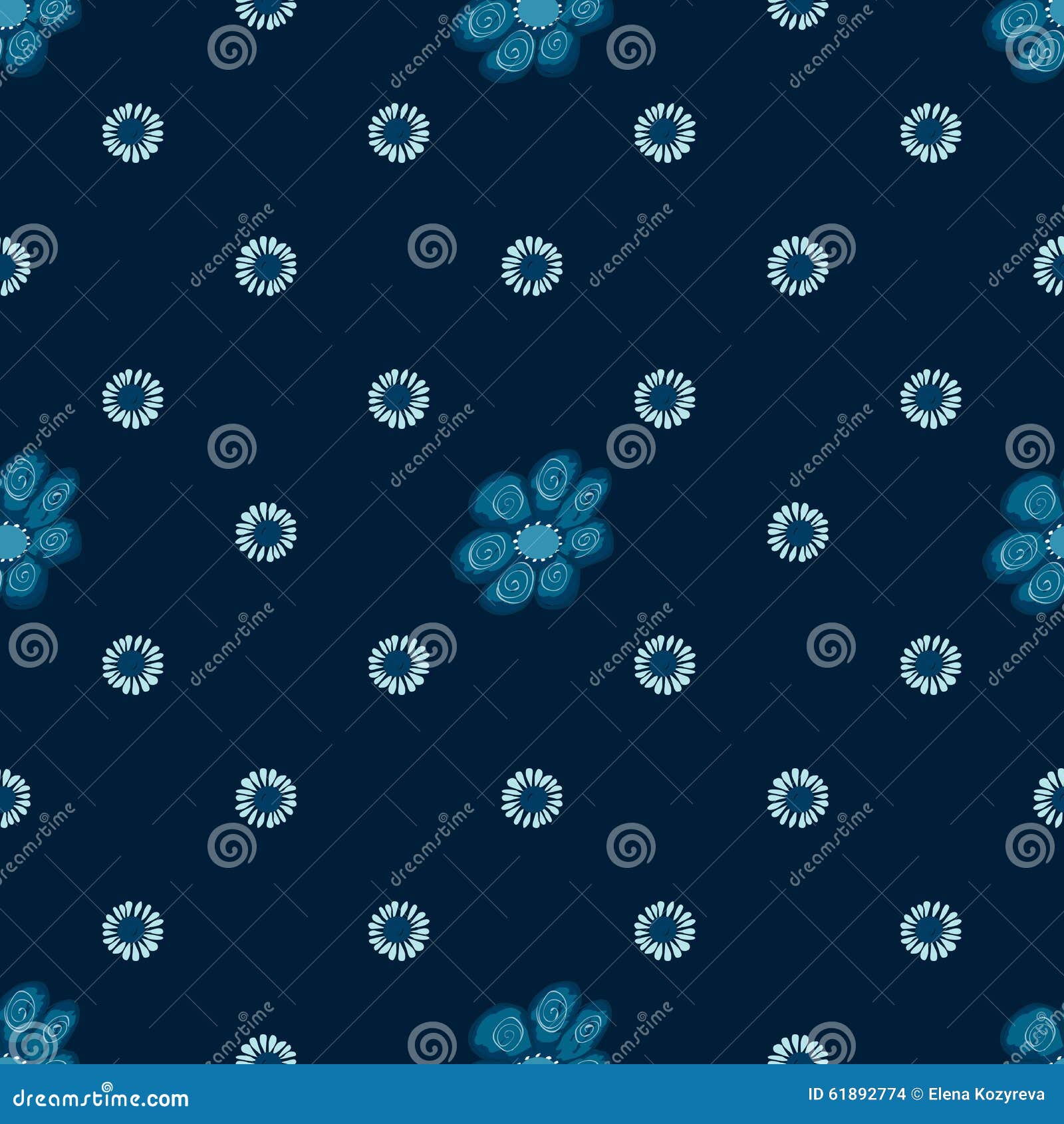 Blue Flowers Seamless Pattern Background Stock Illustration