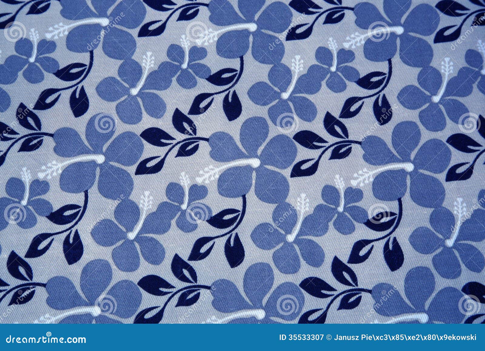 Blue Flowers on Textil Background Stock Image - Image of decorative ...