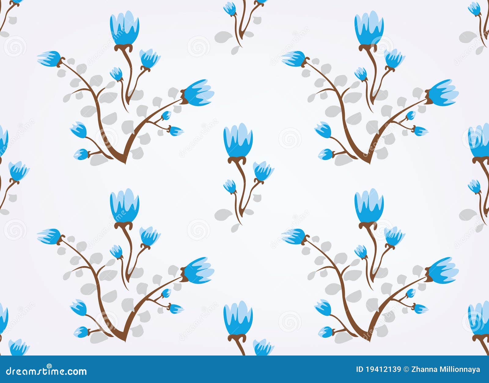 Blue Flowers Vintage Seamless Background Stock Vector Illustration of