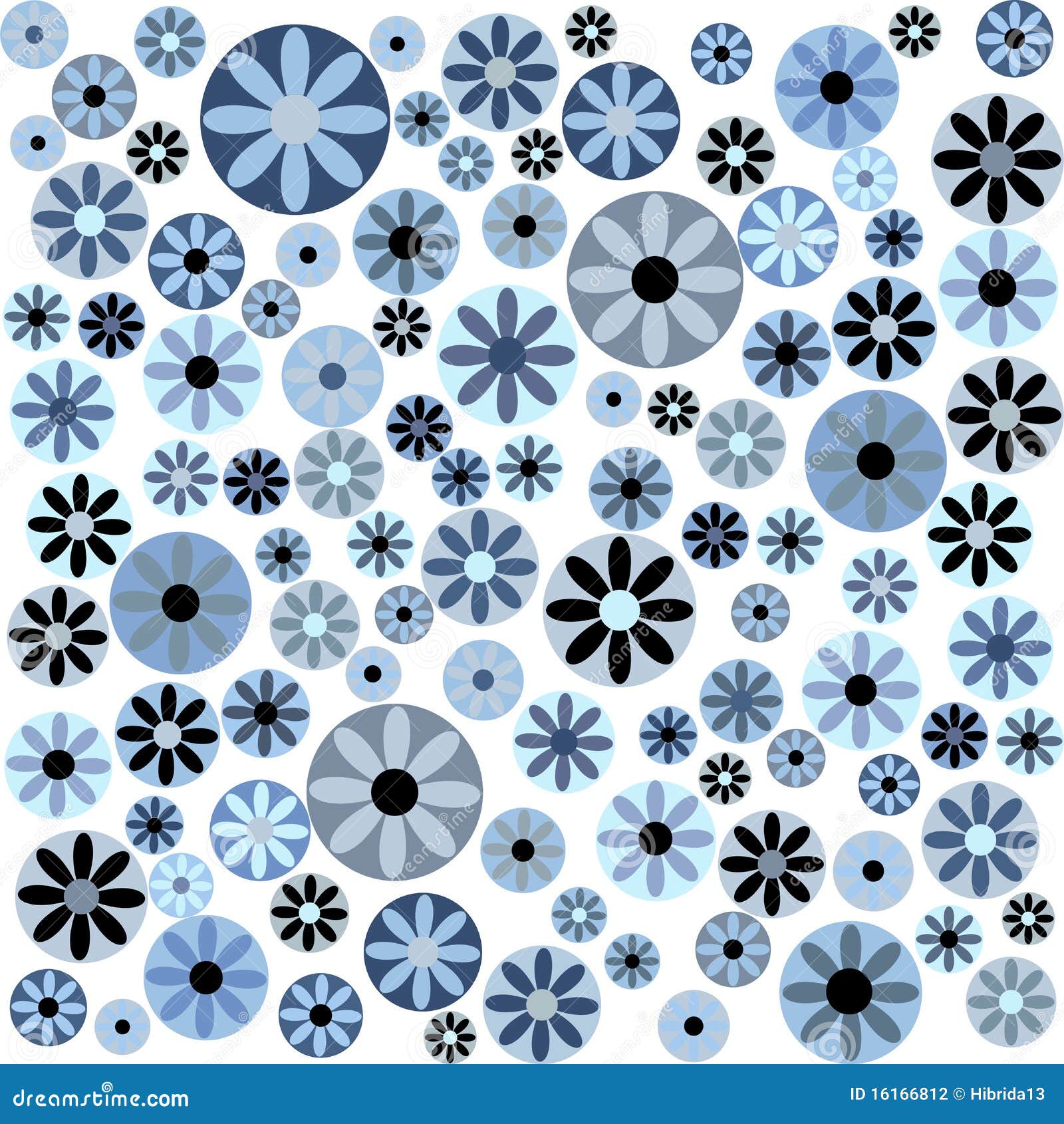 Blue Flowers on White Background Stock Illustration - Illustration of