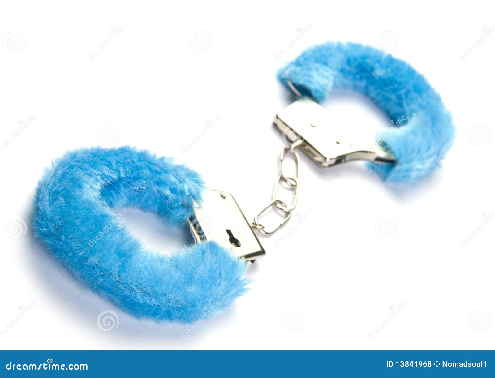 Blue fluffy handcuffs stock photo. Image of conceptual 13841968