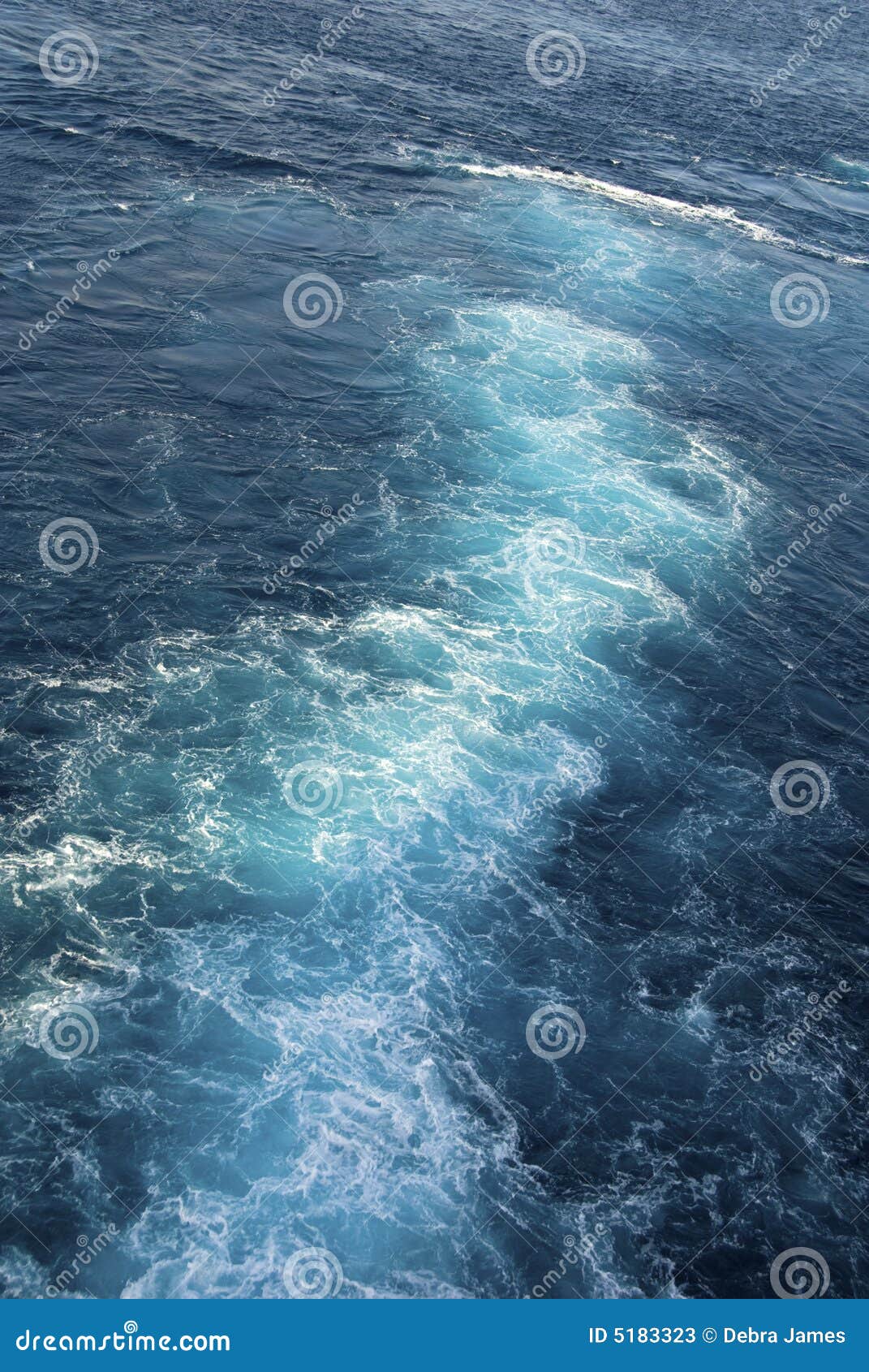 blue foamy ship wake
