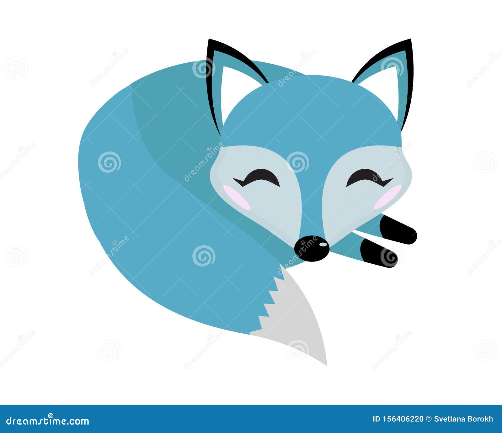 Blue Fox Icon Flat Style. Logo Concept Element Stock Vector ...