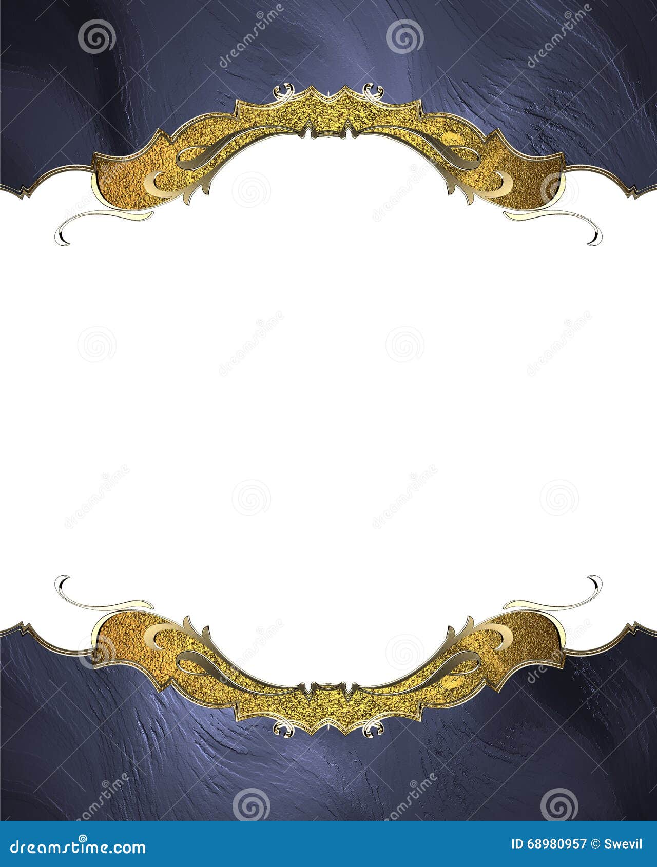 Blue Frame with Gold Pattern. Stock Illustration Illustration of
