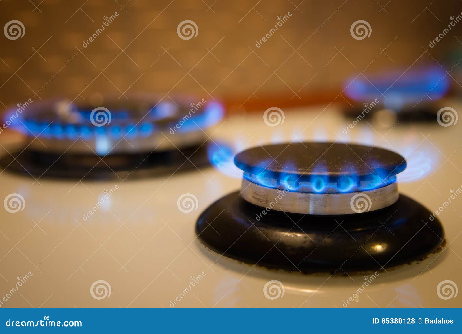 Blue gas burns stock photo. Image of domestic, flame 85380128