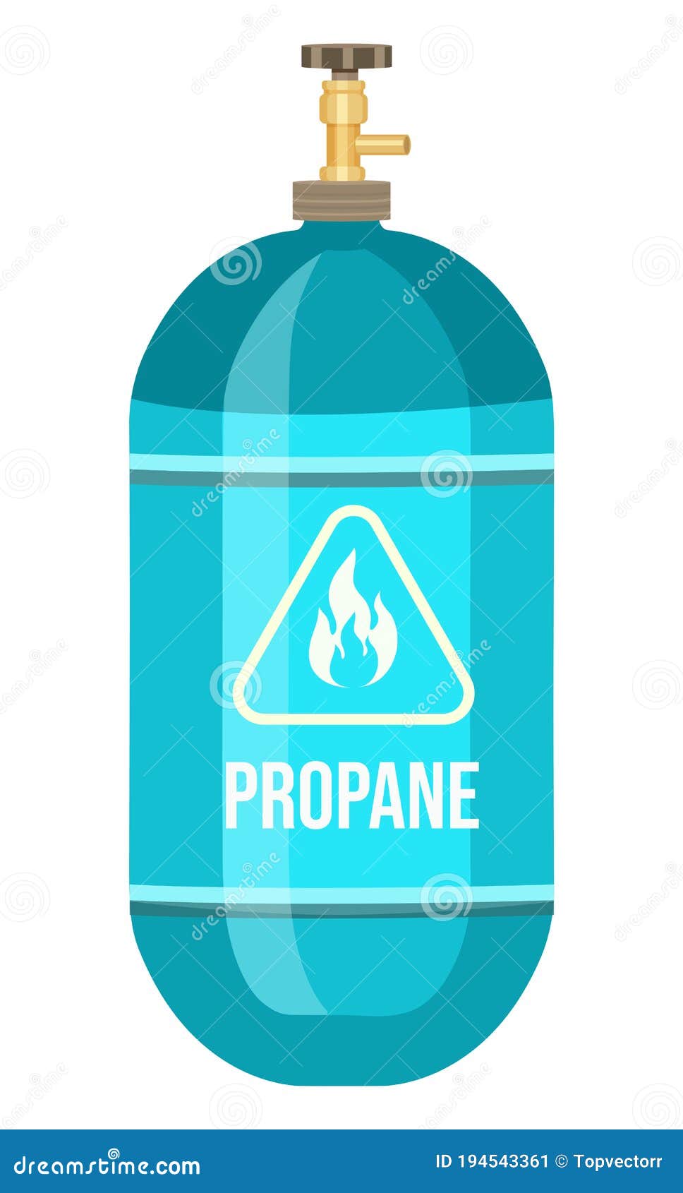 Blue Gas Cylinder With Regulator, Compressed Gas Propane With Regulator,  Warning Sign, Flammable Stock Vector - Illustration Of Industry, Container:  194543361