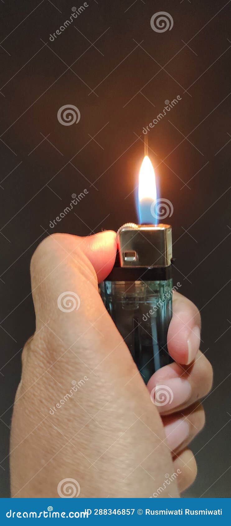 A Blue Gas Lighter with a Burning Flame Stock Image Image of flame