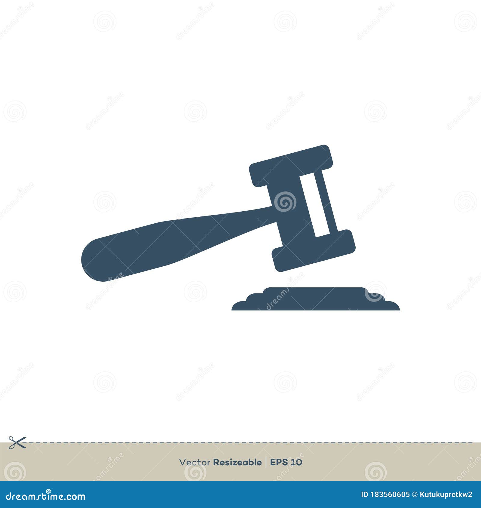 Blue Gavel Icon Vector Logo Template Illustration Design Stock Vector