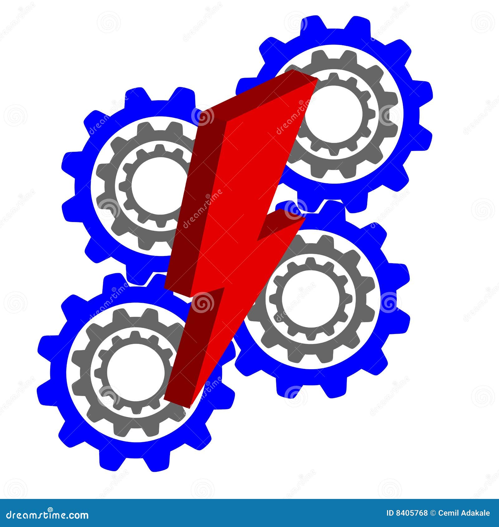 Blue Gear And Red Lightning Stock Illustration - Illustration of idea