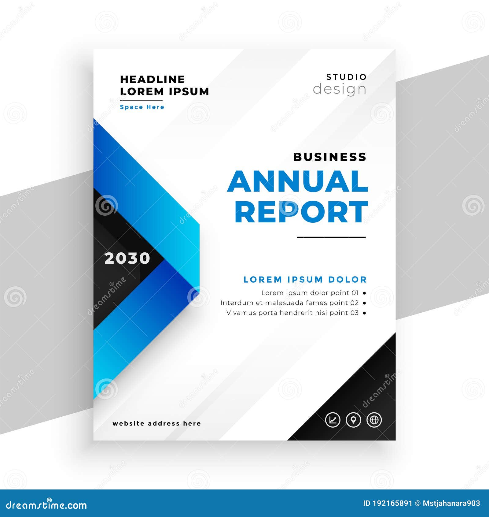 Blue Geometric Annual Report Presentation Template Design Stock Vector ...