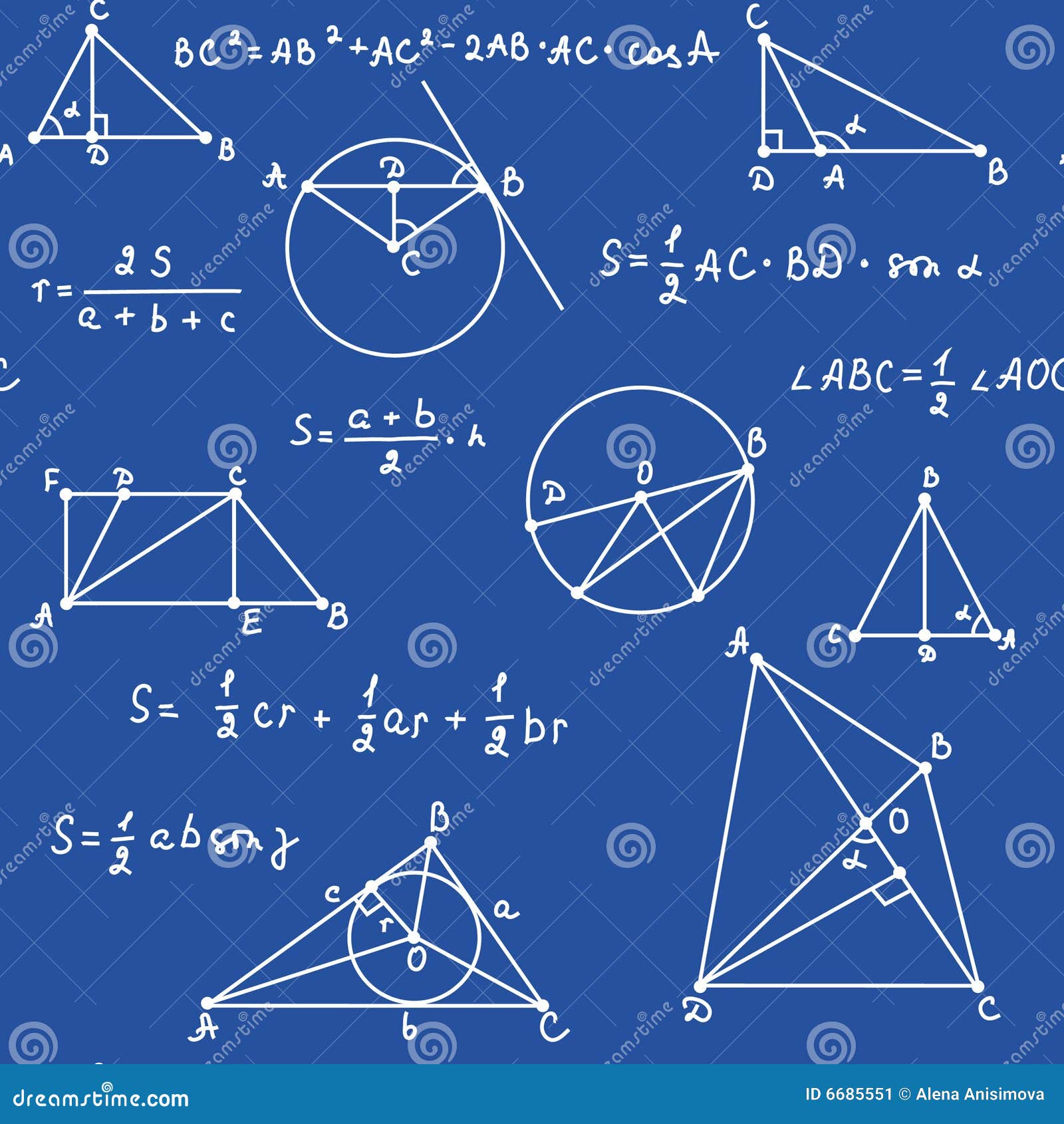 Blue geometry seamless stock illustration. Illustration of school 6685551