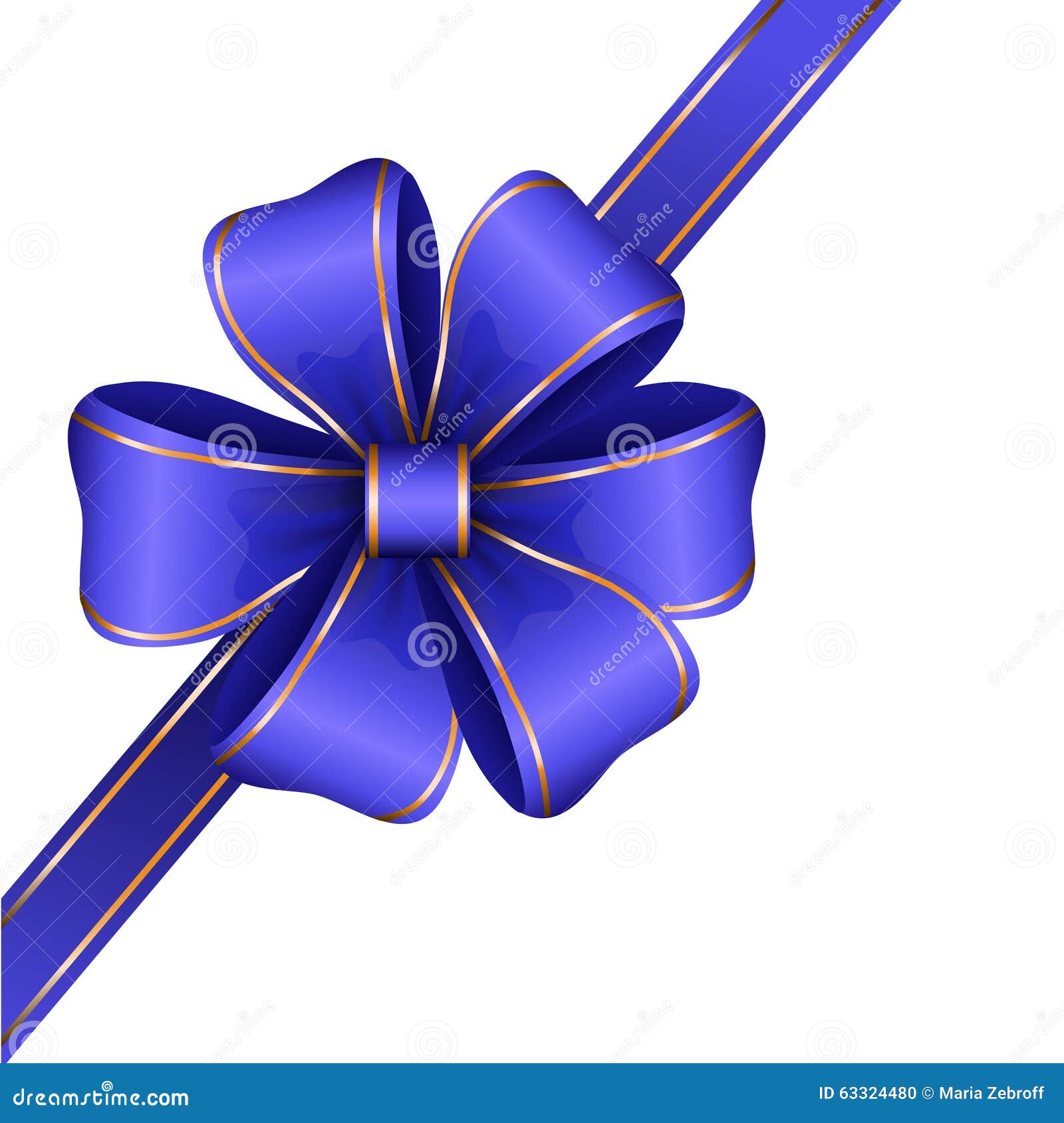 Blue Gift Bow With Ribbon Stock Vector Image 63324480
