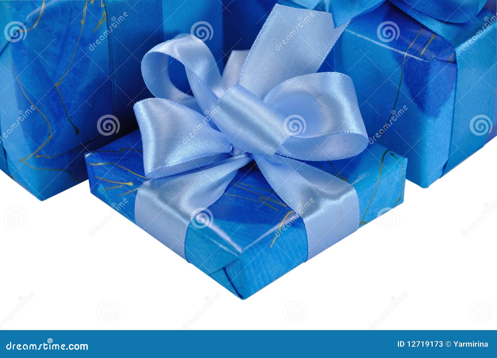 Blue Gift Box with Bow stock image. Image of white, wrapping 12719173