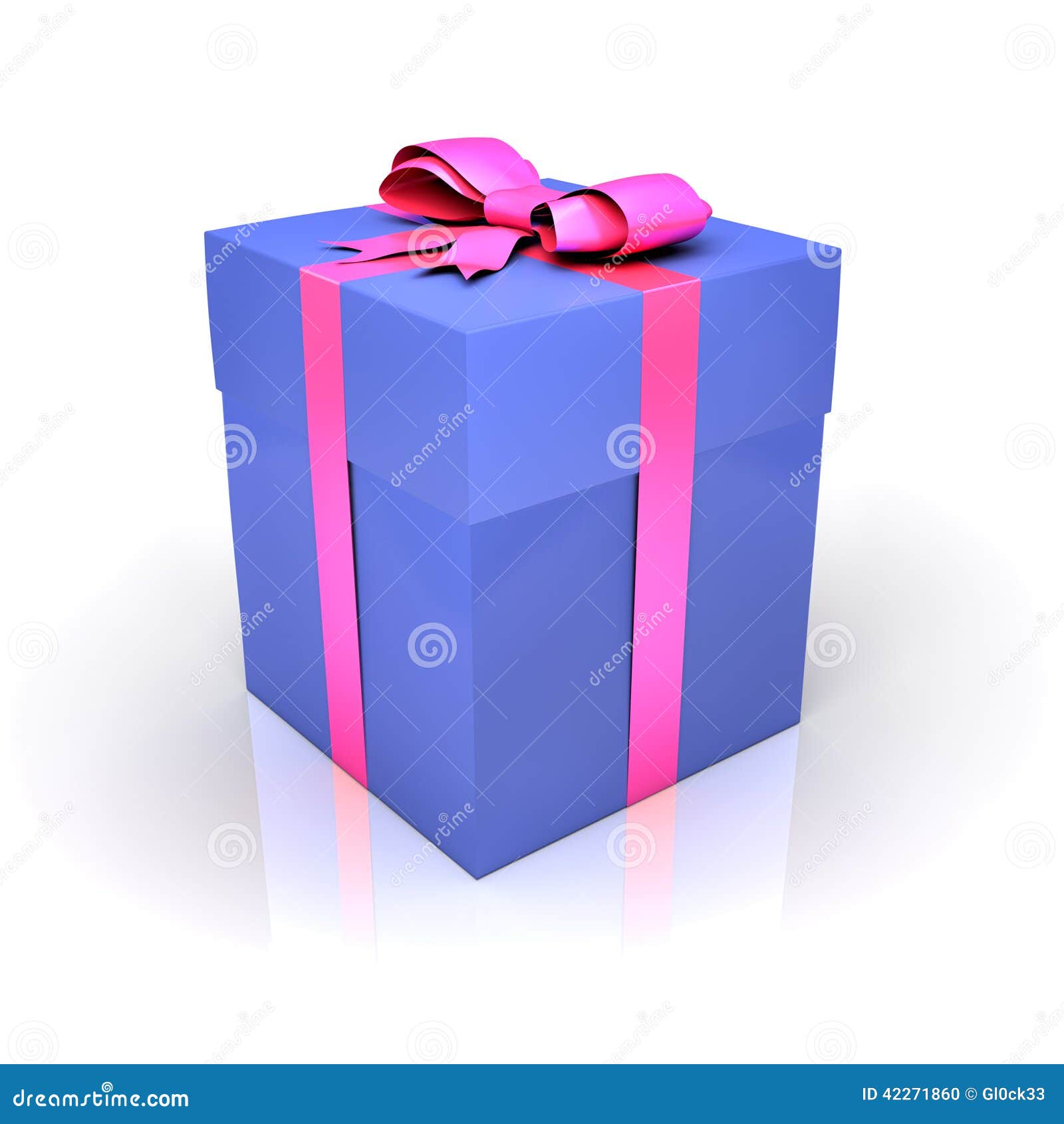 Blue Gift Box with Pink Ribbon Stock Illustration Illustration of