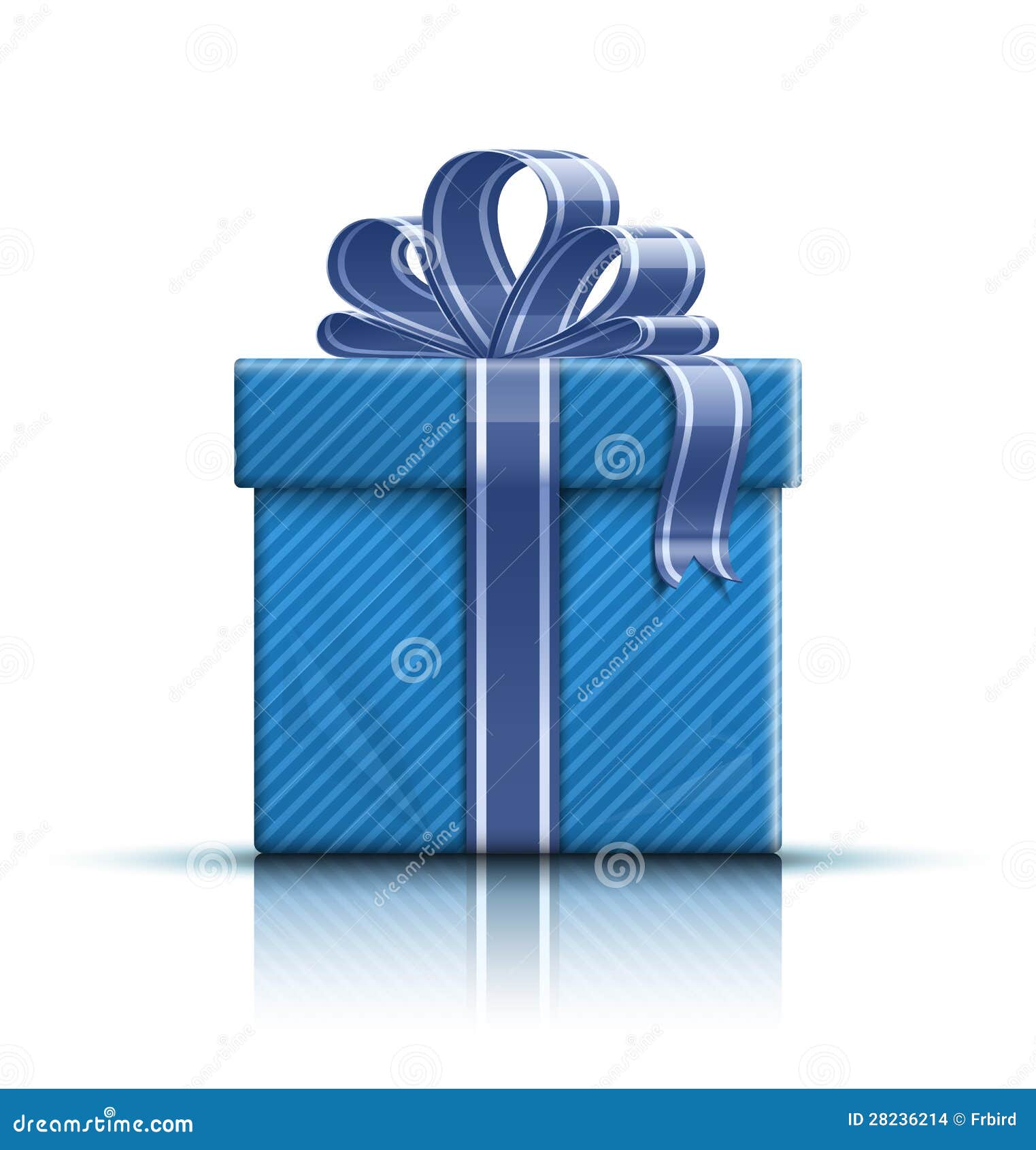 Blue Gift Box With Ribbon And Bow Stock Images - Image: 28236214