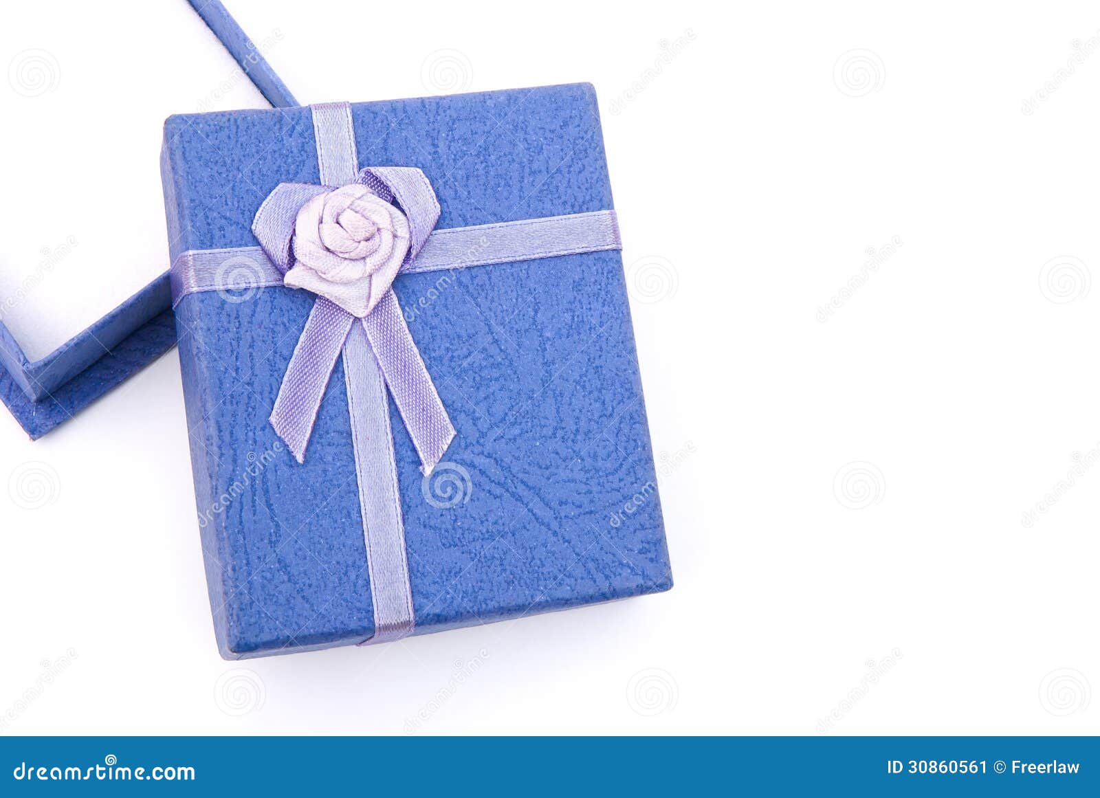 Blue Gift Box with Ribbon and Flower Stock Image Image of decorate