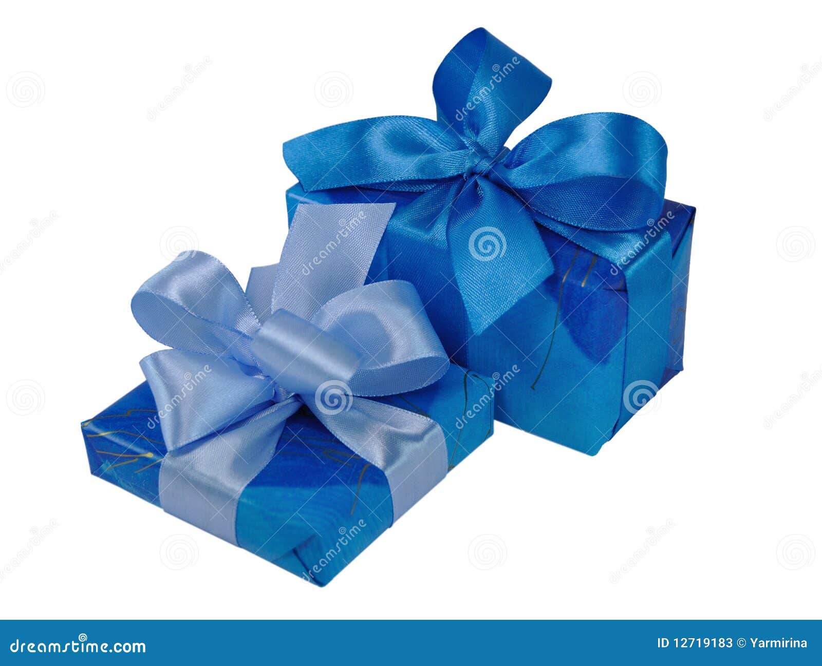 Blue Gift Boxes With Bows Stock Photos Image 12719183