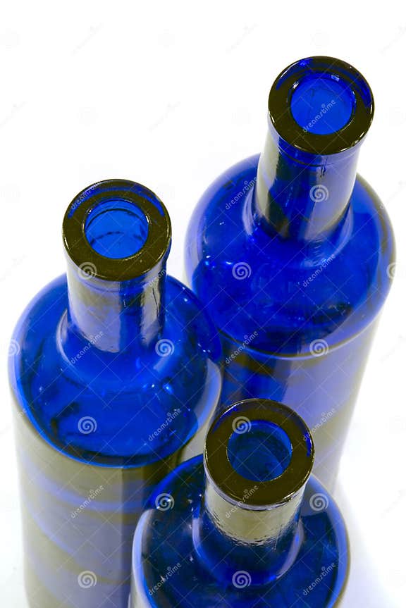 Blue Glass Bottles Tops stock photo. Image of holes, antique 552904