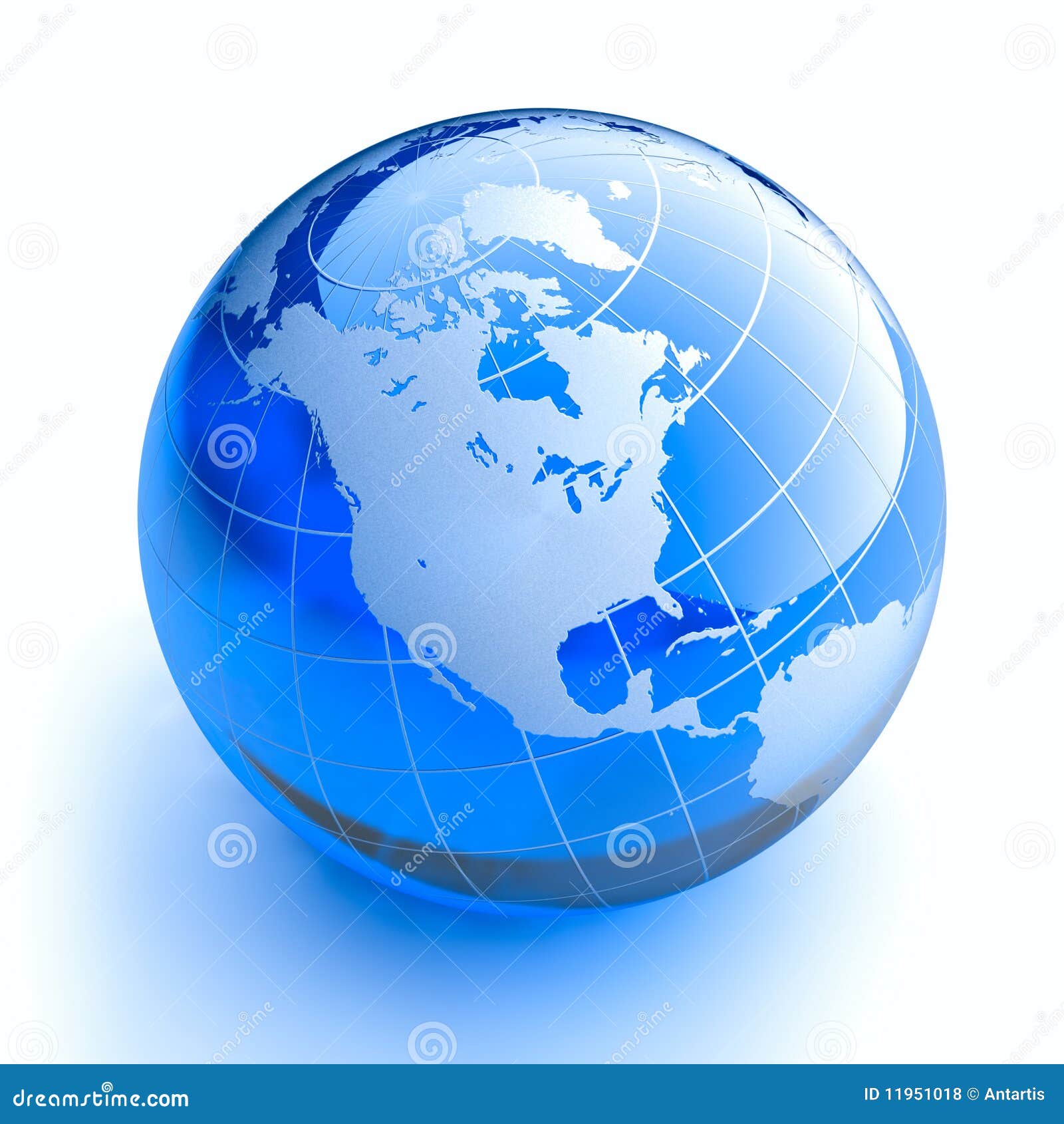 Blue Glass Globe on White Background Stock Illustration Illustration