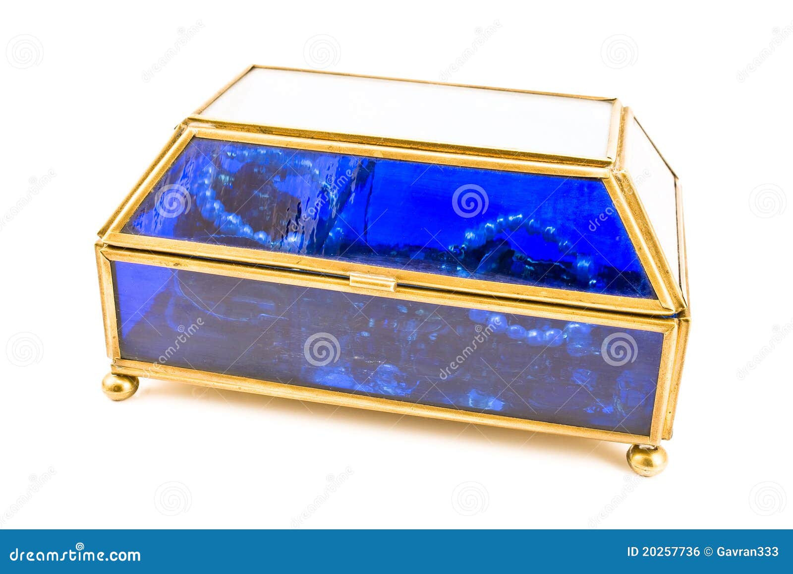 Blue glass jewelry box stock photo. Image of jewel, chain 20257736