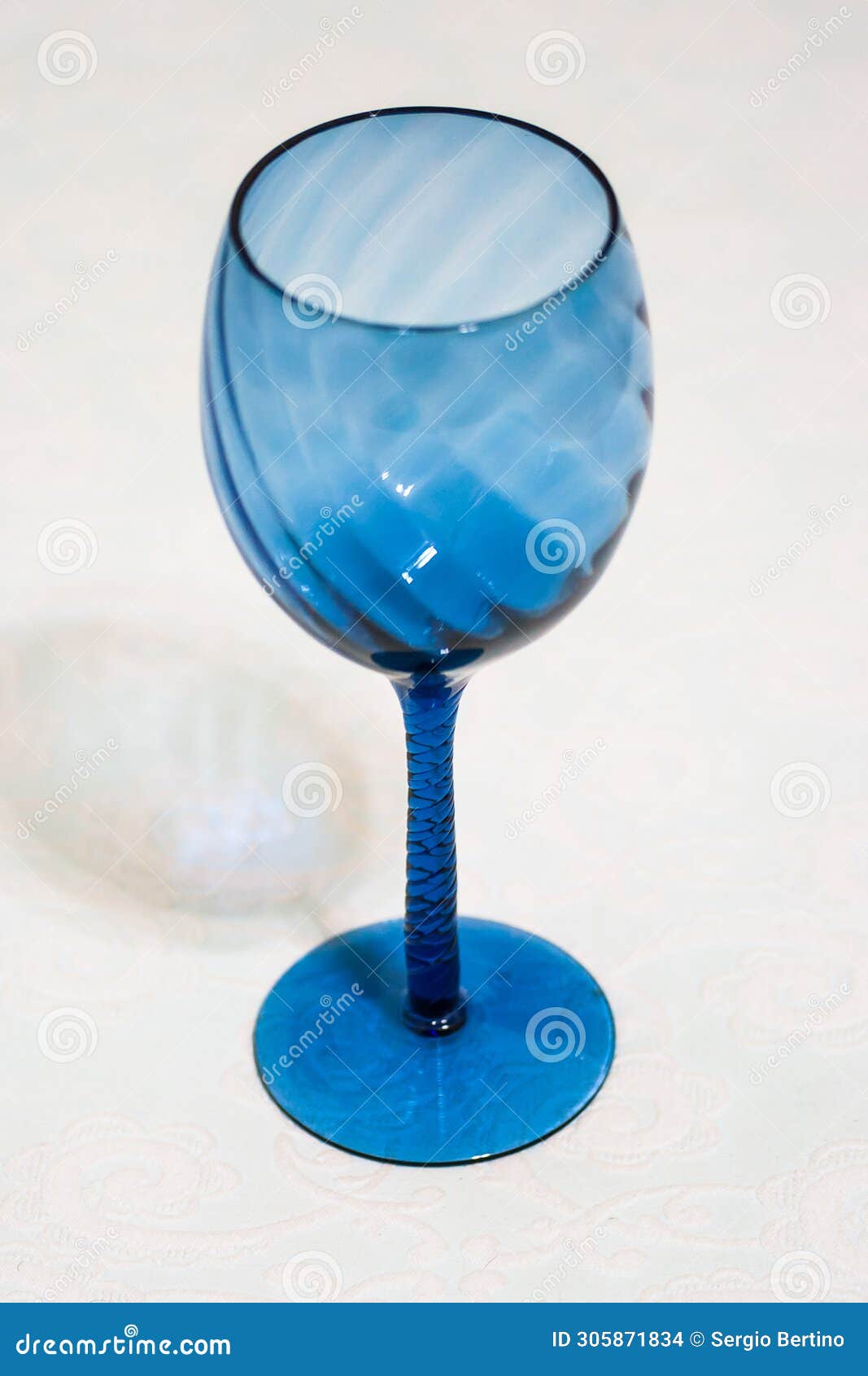 blue glass stemware