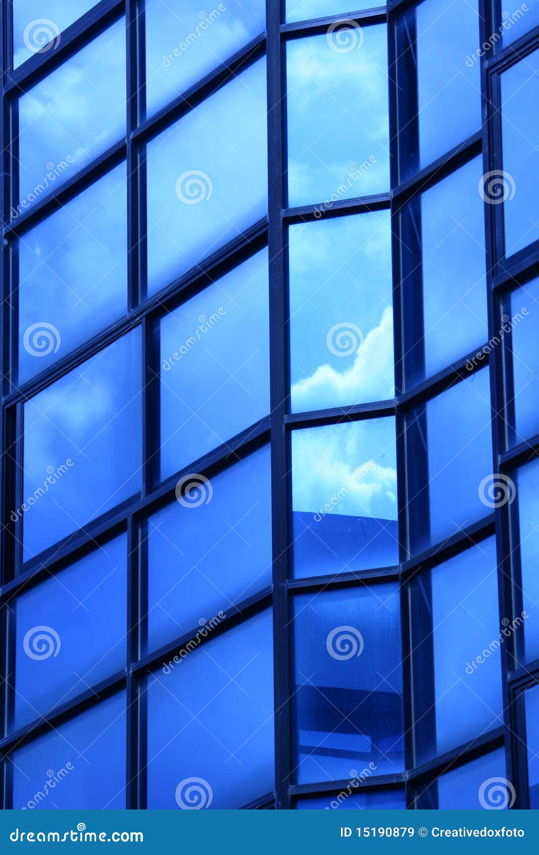 Blue Glass Wall of Building Stock Image Image of facade, downtown