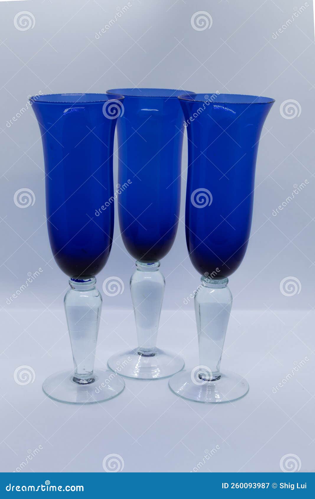 Blue Glass Wine Glasses with White Background 5 Stock Image Image of