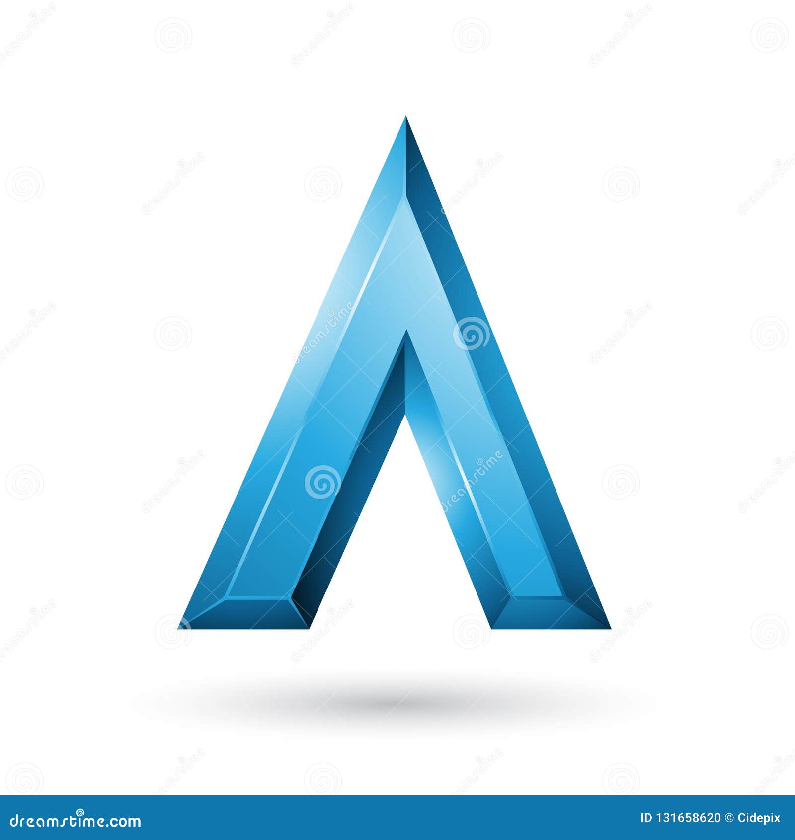 Blue Glossy Geometrical Letter a Isolated on a White Background Stock ...