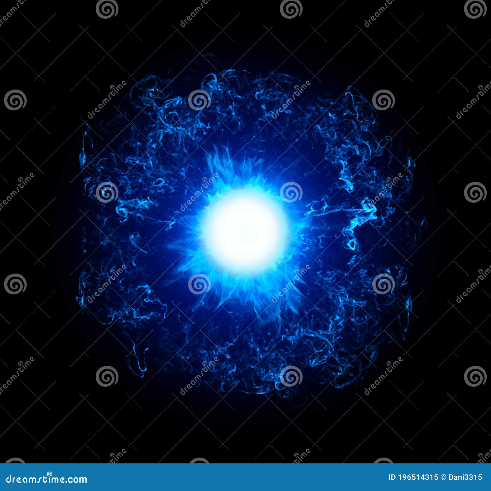 blue glowing energy ball on black