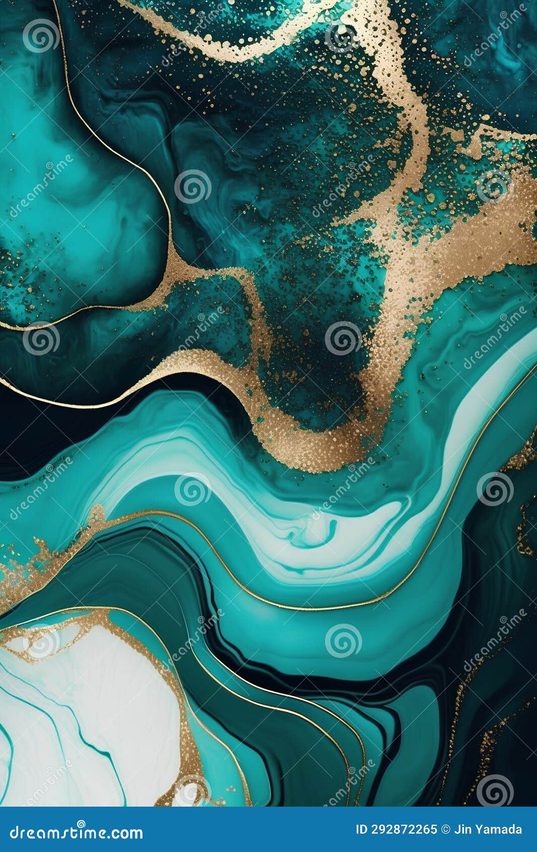 Blue and Gold Marble Texture with Gold Pattern. Template for Design