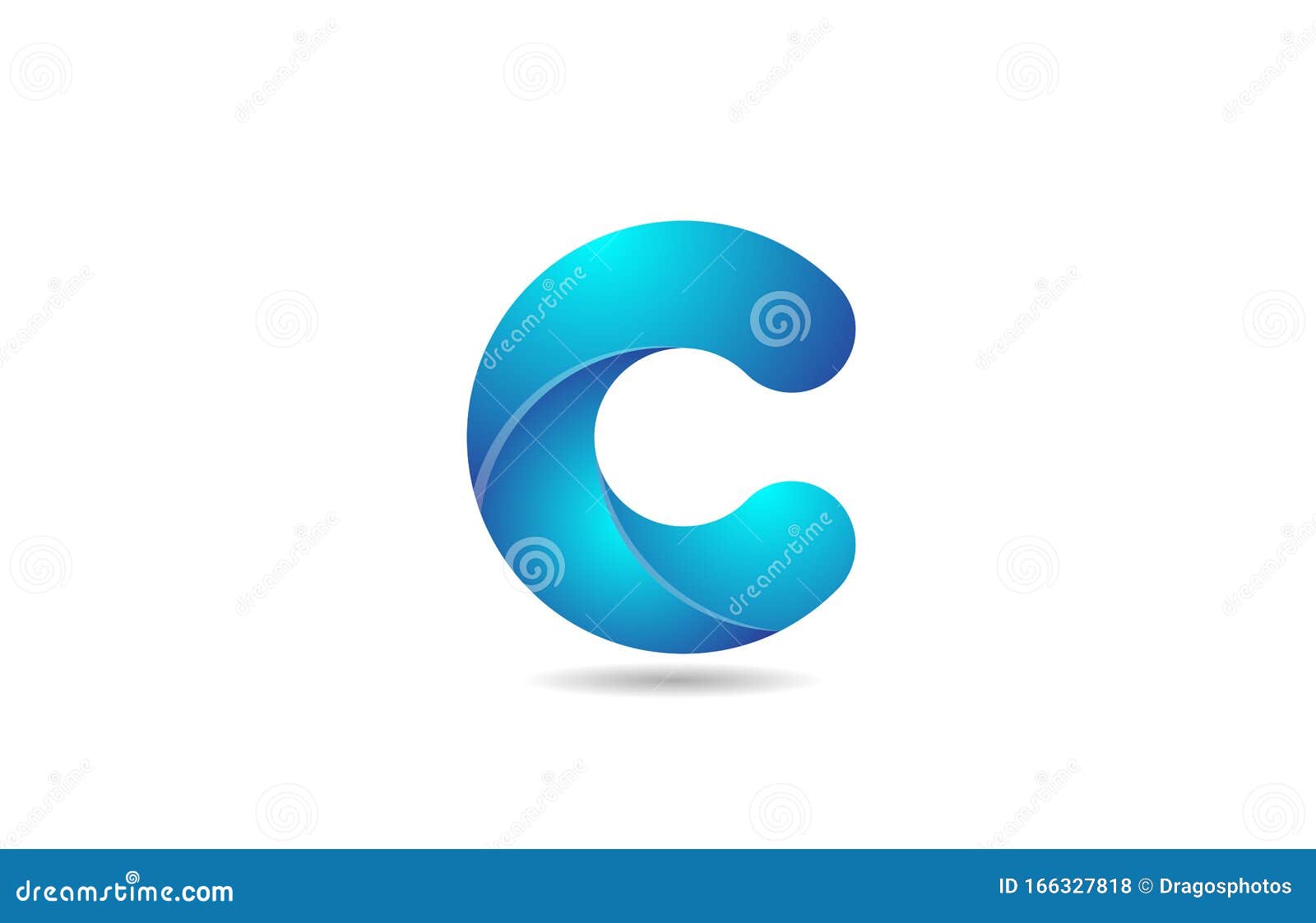 Blue Gradient Logo C Alphabet Letter Design Icon for Company Stock