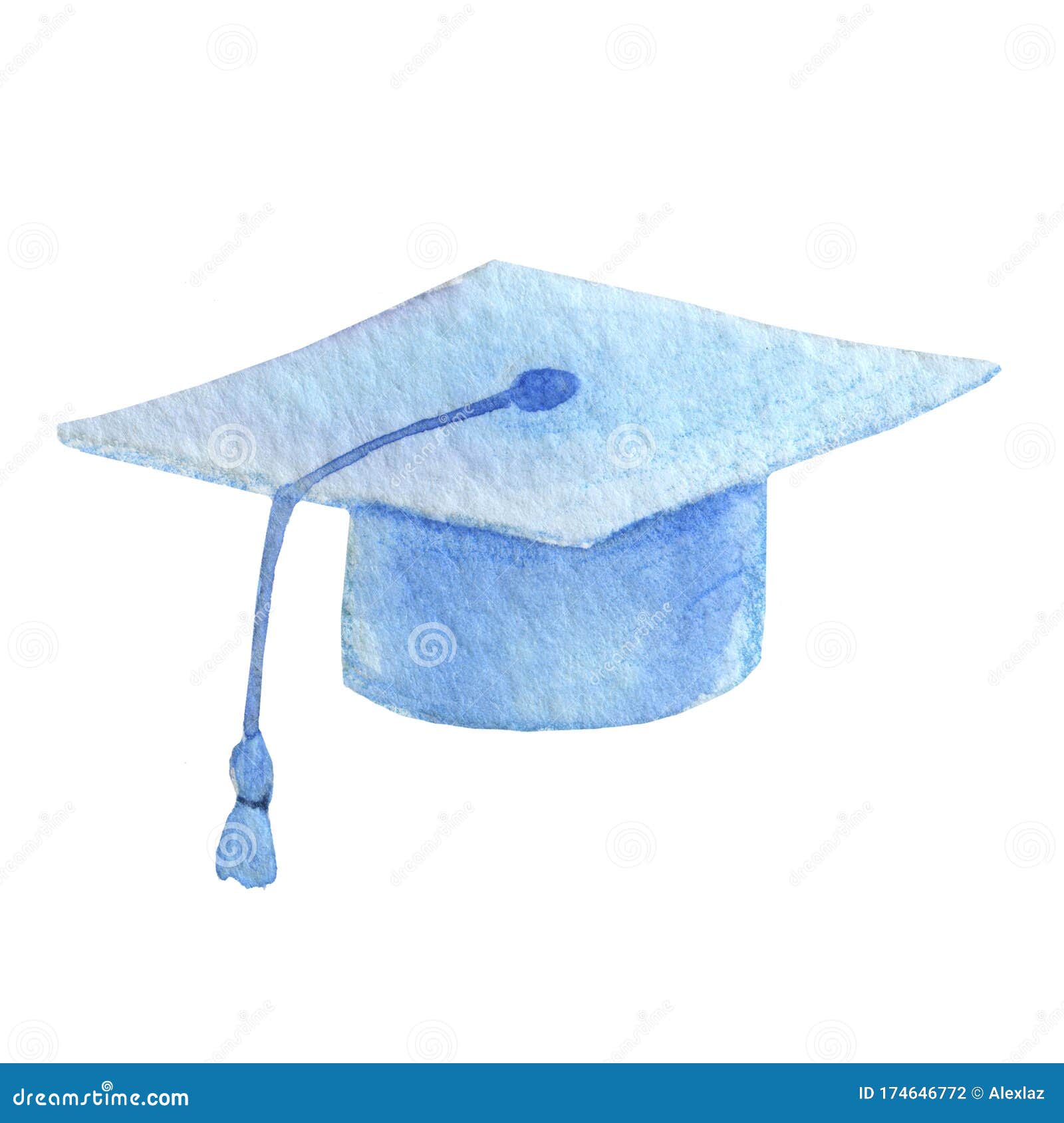 Blue Graduation Cap Icon Sketch For Blogs School Decor Stock