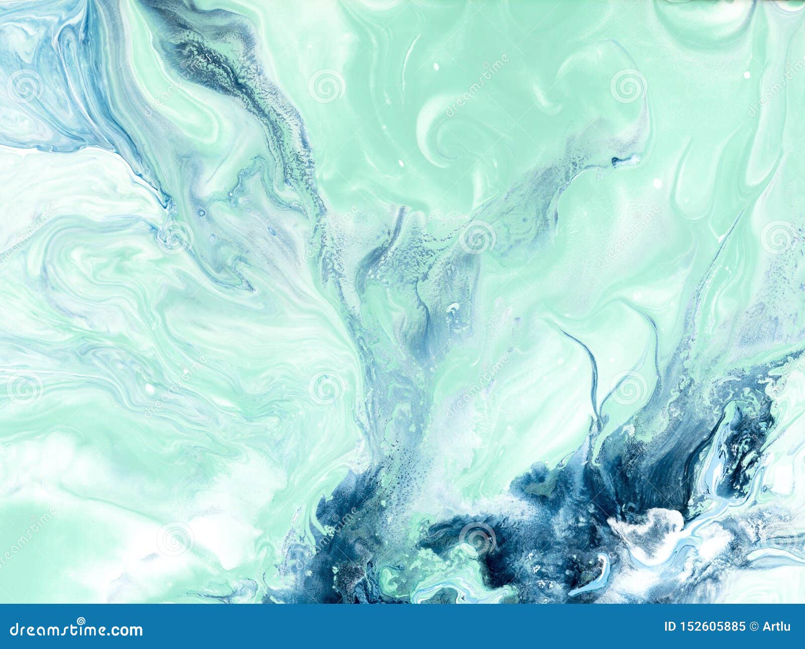 Blue And Green Creative Abstract Hand Painted Background, Marble Texture, Abstract Ocean Stock