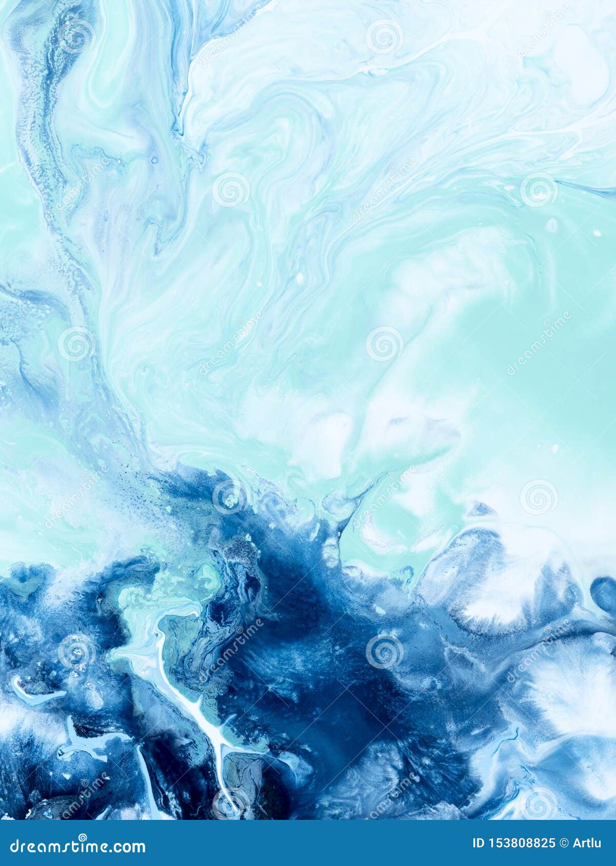 Blue And Green Creative Abstract Hand Painted Background, Marble Texture, Abstract Ocean Stock