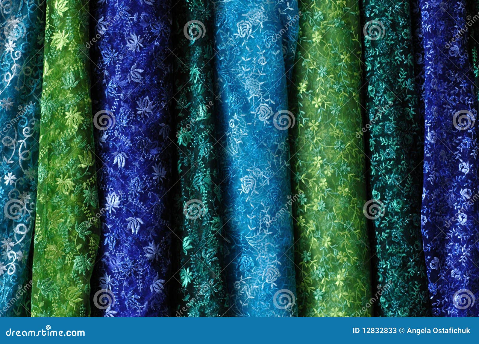 Blue and green fabric stock image. Image of light, fabric 12832833